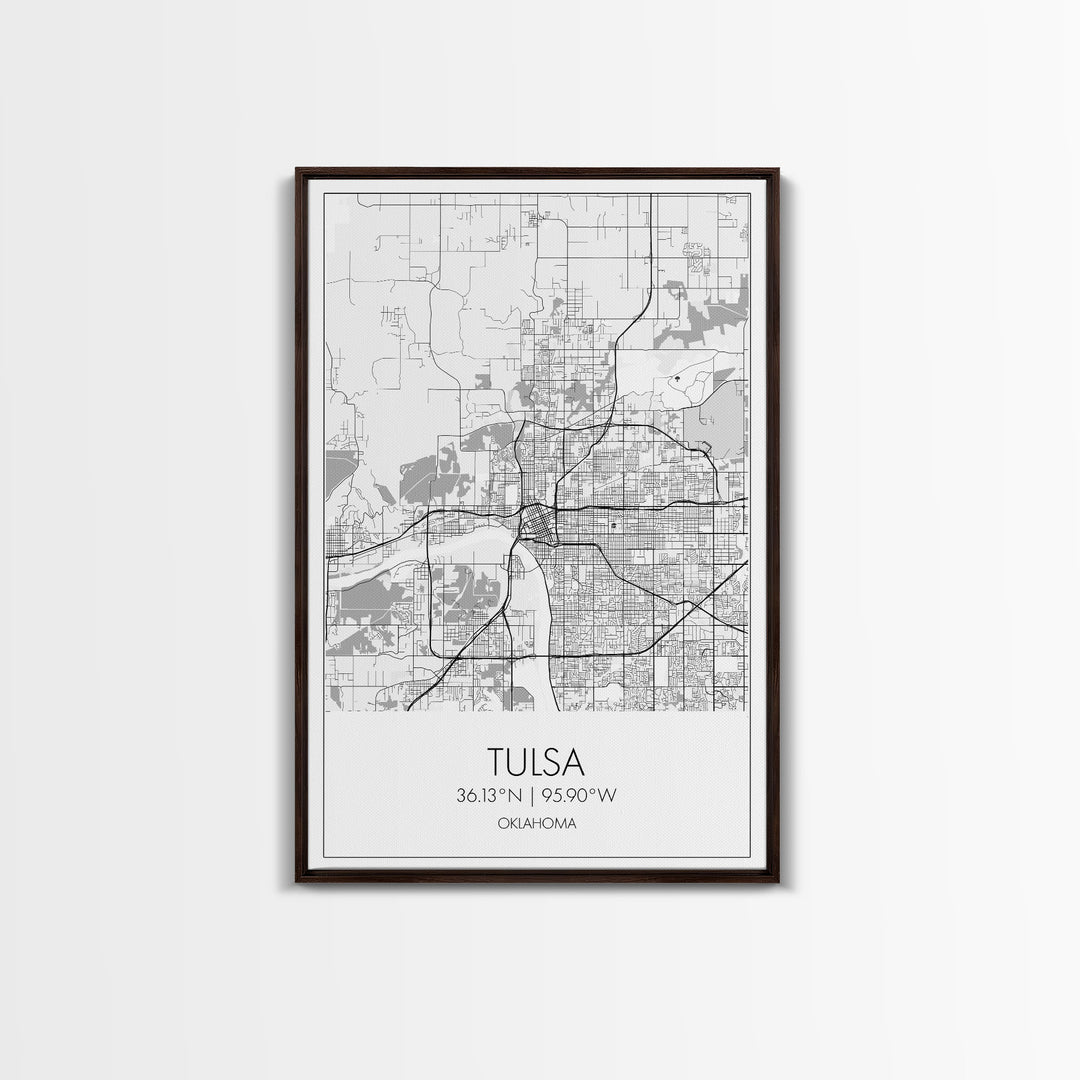 Tulsa Street Map, Oklahoma Map, City Map Print, Modern Wall Art, Wall Art, Canvas Print, Dorm Room Décor, Gift For Husband, Travel Art Print
