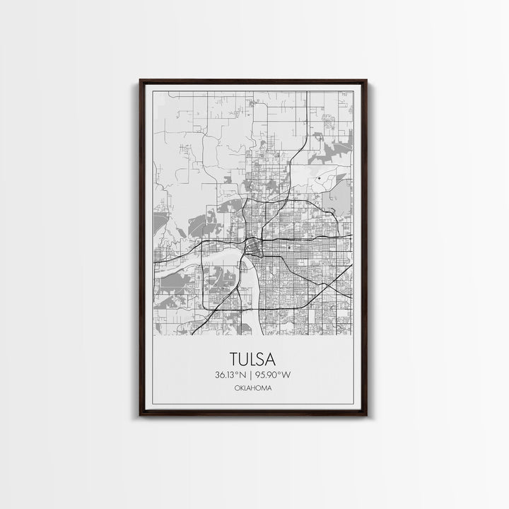 Tulsa Street Map, Oklahoma Map, City Map Print, Modern Wall Art, Wall Art, Canvas Print, Dorm Room Décor, Gift For Husband, Travel Art Print