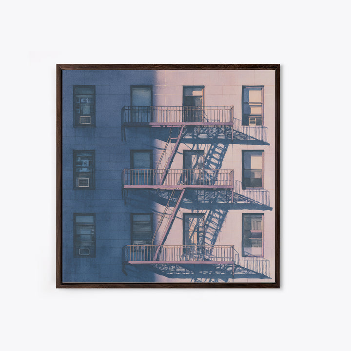 Fire Escape Silhouette Framed Canvas Print, Urban Art, African American Art, Living Room Decor, Fine Art, Urban, Gallery Decor, URB-1x1-2