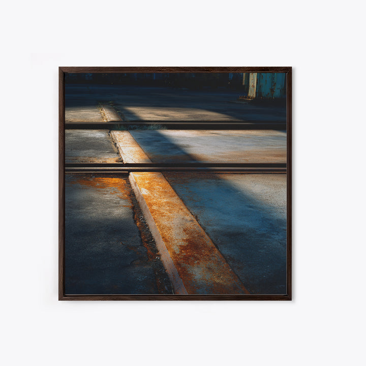 Industrial Rail Tracks Leading into City Canvas Print, Urban Art, Modern Art, Living Room Decor, Oil Painting, Urban, URB-1x1-22
