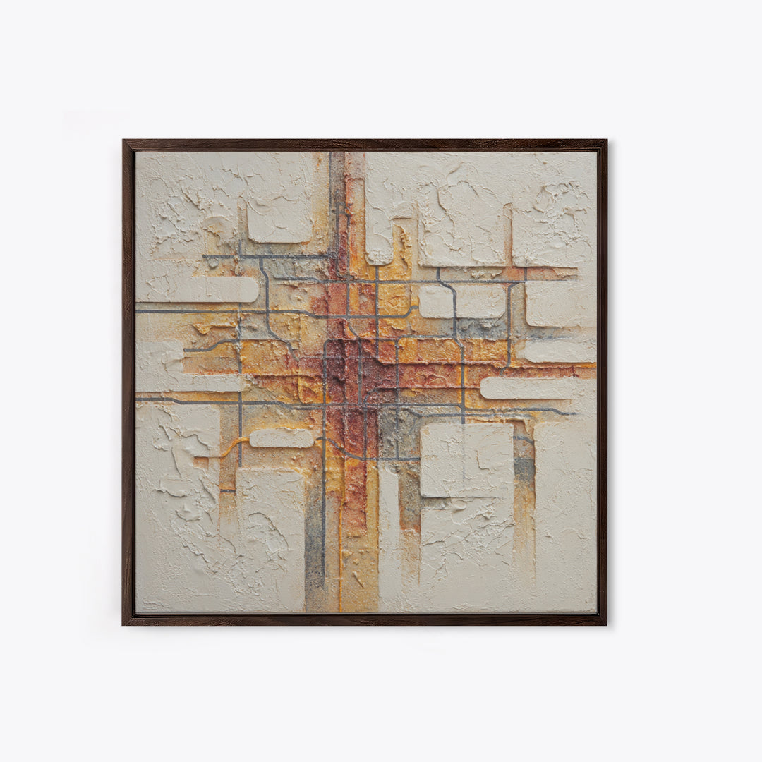 Abstract Subway Map Lines Without Labels Framed Canvas Print, Urban Art, Oil Painting, Living Room Decor, Fine Art, Urban, URB-1x1-28