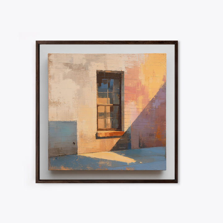 Brick Wall and Window Shadows as Geometry Framed Canvas Print, Urban Art, Fine Art Print, Living Room Decor, Fine Art, Urban, URB-1x1-29
