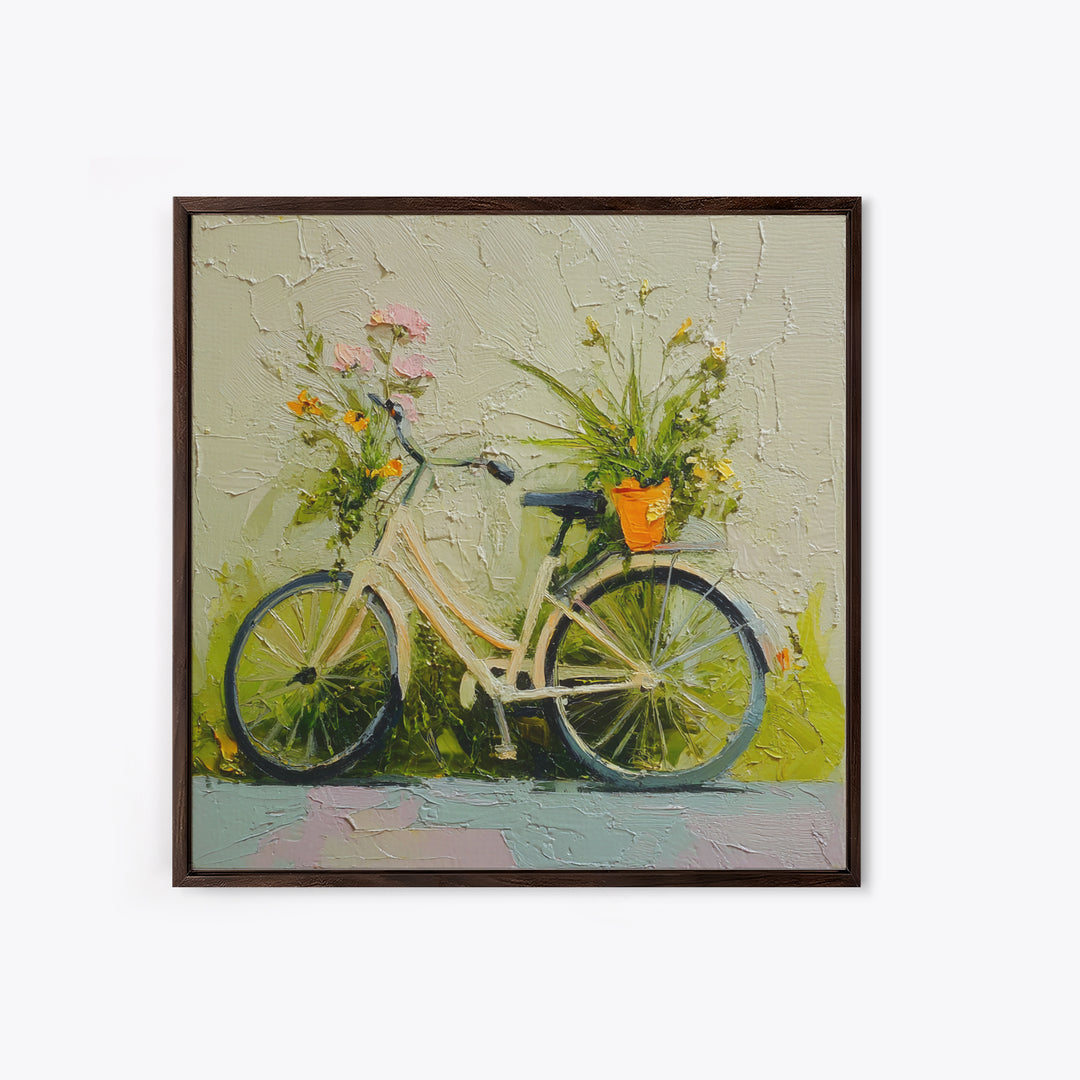 Bicycle Locked to Post Framed Canvas Print, Urban Art, African American Art, Living Room Decor, Fine Art, Urban, Gallery Decor, URB-1x1-39