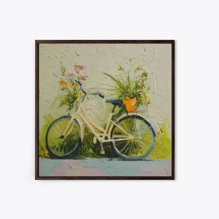 Bicycle Locked to Post Framed Canvas Print, Urban Art, African American Art, Living Room Decor, Fine Art, Urban, Gallery Decor, URB-1x1-39