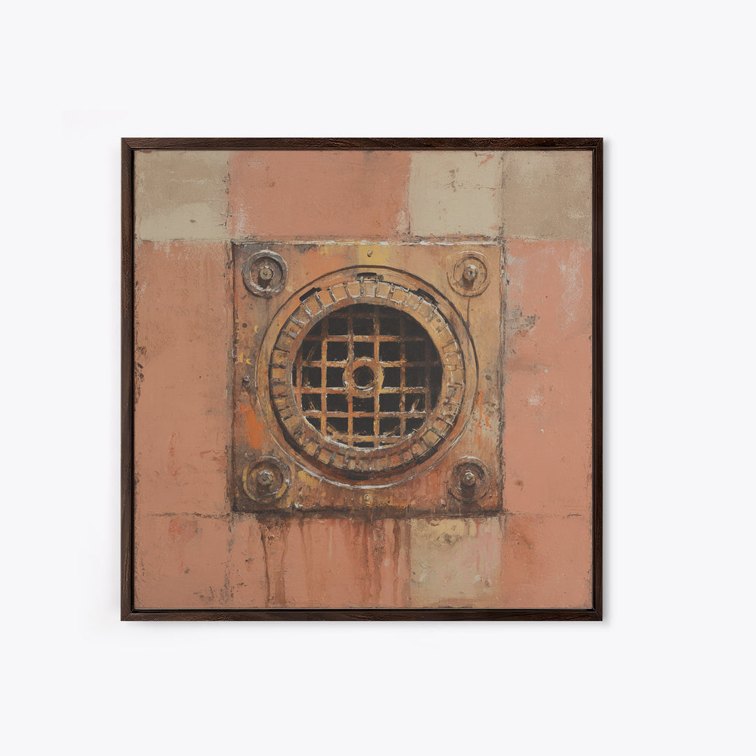 Open Manhole Steam Framed Canvas Print, Urban Art, Gallery Decor, Living Room Decor, Fine Art, Urban, Contemporary Art, URB-1x1-41