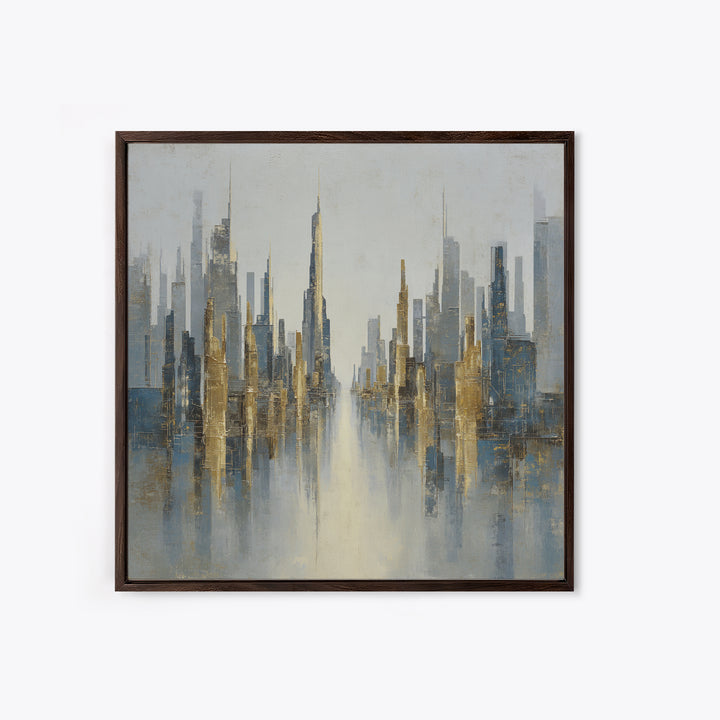 Moody City Skyline Reflected Canvas Print, Urban Art, Modern Decor, Living Room Decor, Abstract Art, Urban, Home Decor, URB-1x1-49