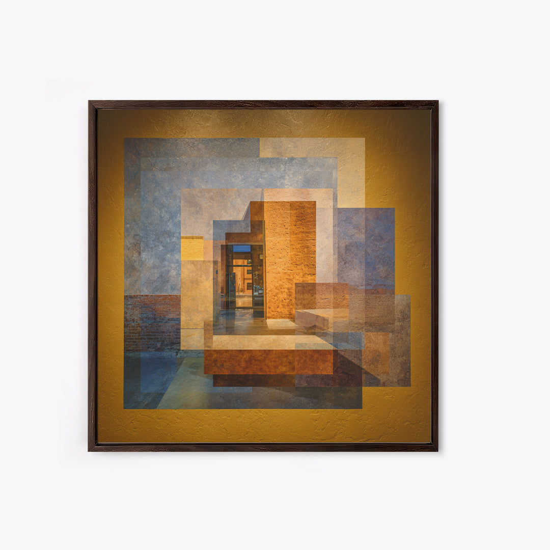 Brick Wall and Window Shadows as Geometry Framed Canvas Print, Urban Art, Fine Art Print, Living Room Decor, Fine Art, Urban, URB-1x1-53