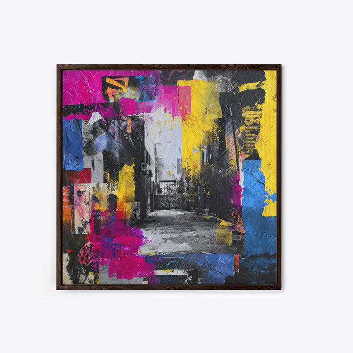 Graffiti Covered Alley Rendered as Color Collage Canvas Print, Urban Art, Queer Art, Living Room Decor, Fine Art, Urban, URB-1x1-59