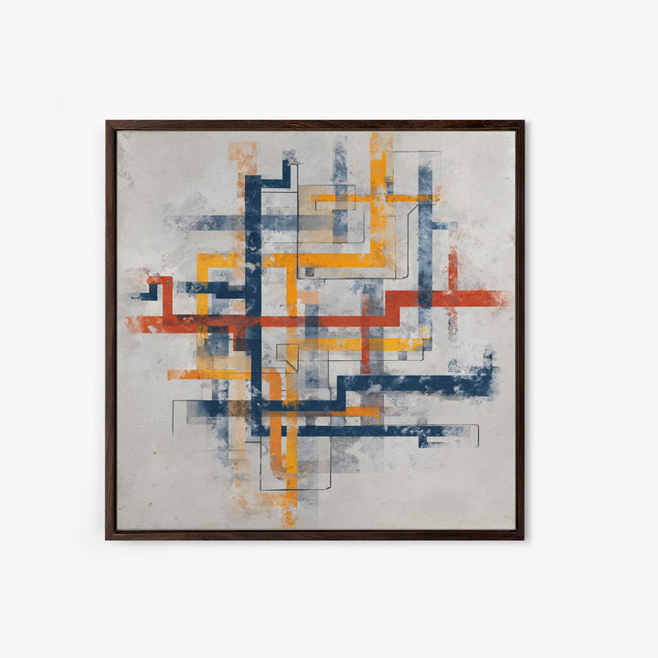 Abstract Subway Map Lines Without Labels Canvas Print, Urban Art, Canvas Painting, Living Room Decor, Abstract Art, Urban, URB-1x1-76