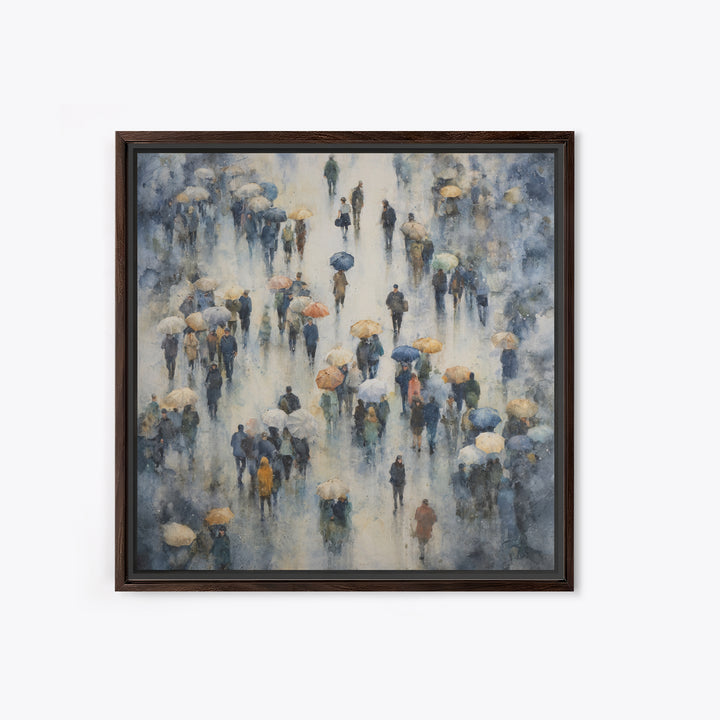 Rain Umbrella Figures Canvas Print, Urban Art, Basketball Wall Art, Living Room Decor, Fine Art, Urban, Textured Painting, URB-1x1-92