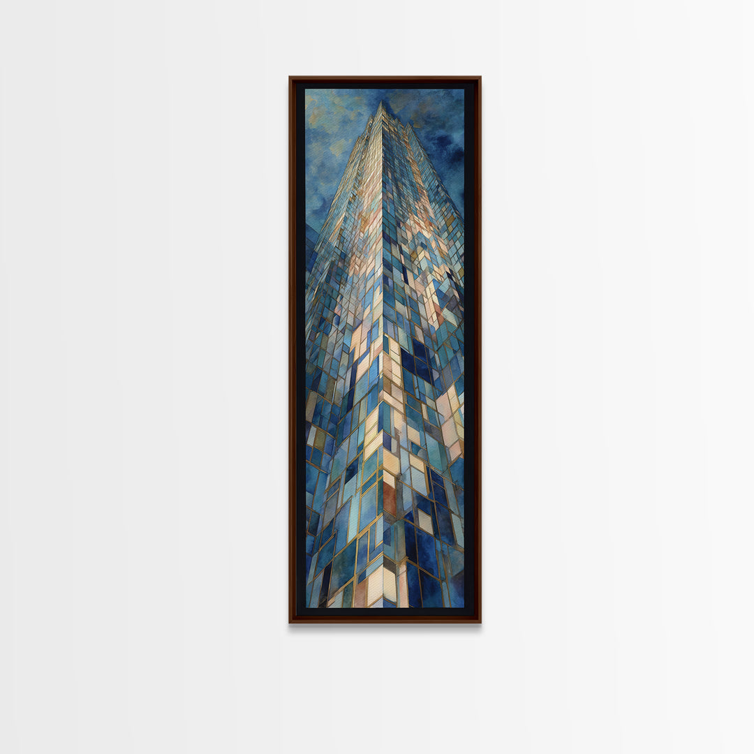 Modern Skyscraper Glass Reflections Canvas Print, Urban Art, Digital Download Art, Living Room Decor, Fine Art, Urban, URB-1x3-2