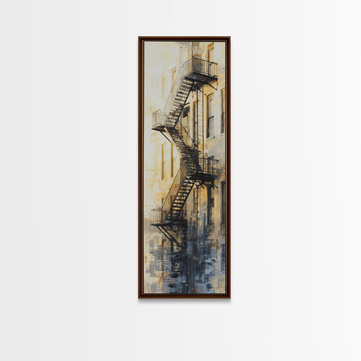 Fire Escape Silhouette Canvas Print, Urban Art, Black Girl Wall Art, Living Room Decor, Fine Art, Urban, Art Print, URB-1x3-38