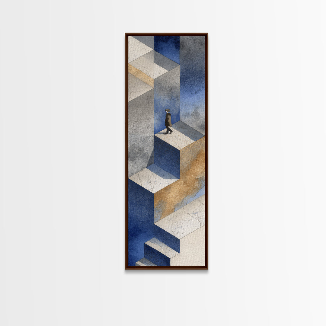 Skateboarder Crossing a Concrete Plaza Canvas Print, Urban Art, Art Deco, Living Room Decor, Fine Art, Urban, Book Shelf Decor, URB-1x3-43