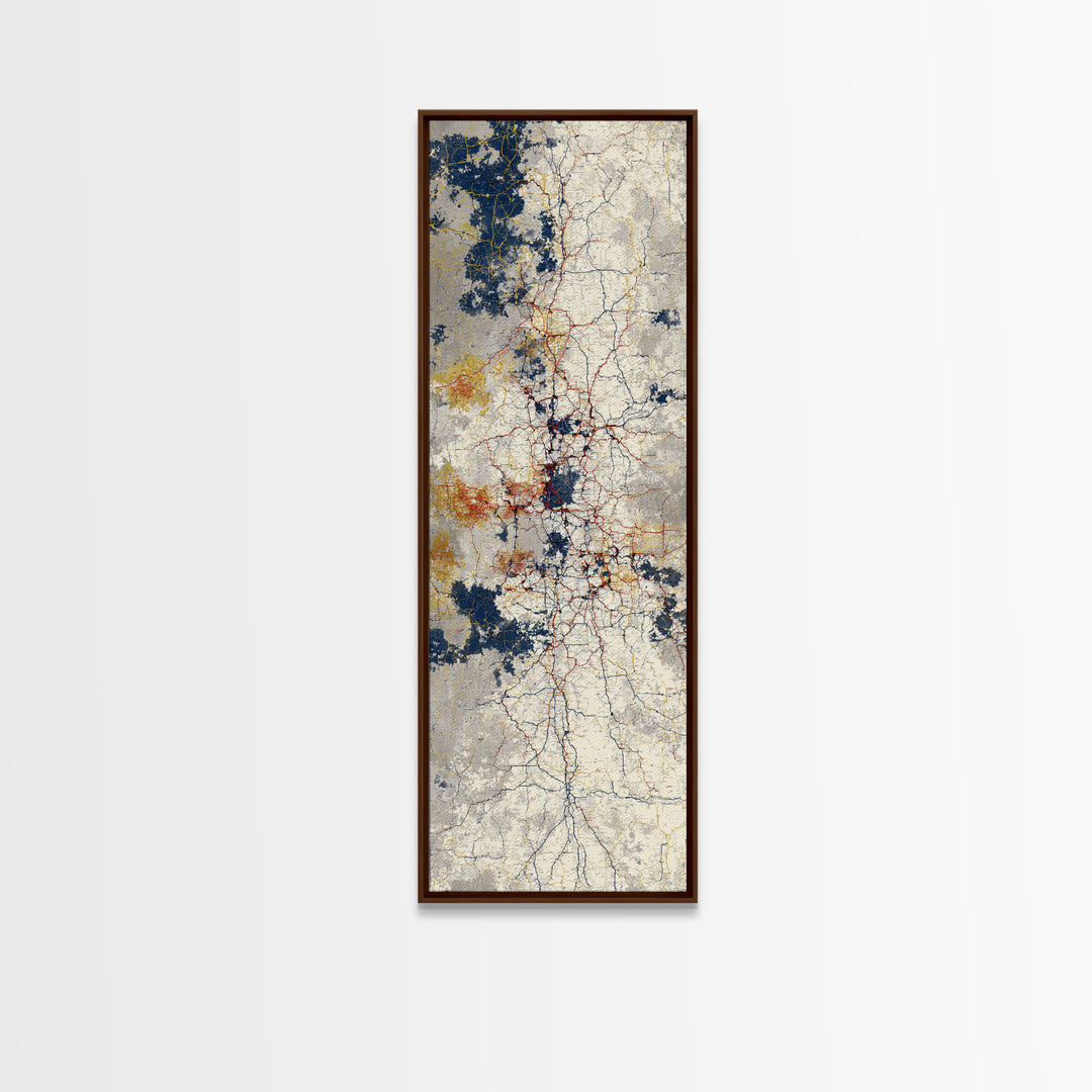Abstract Subway Map Lines Without Labels Framed Canvas Print, Urban Art, Canvas Wall Art, Living Room Decor, Abstract Art, URB-1x3-64