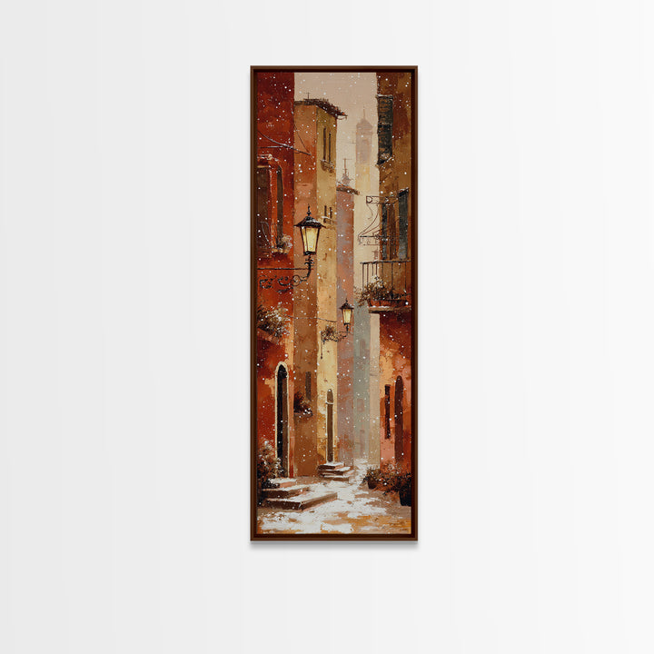 Streetlamp and Falling Snow Canvas Print, Urban Art, Printable Wall Art, Living Room Decor, Fine Art, Urban, Modern Art, URB-1x3-73