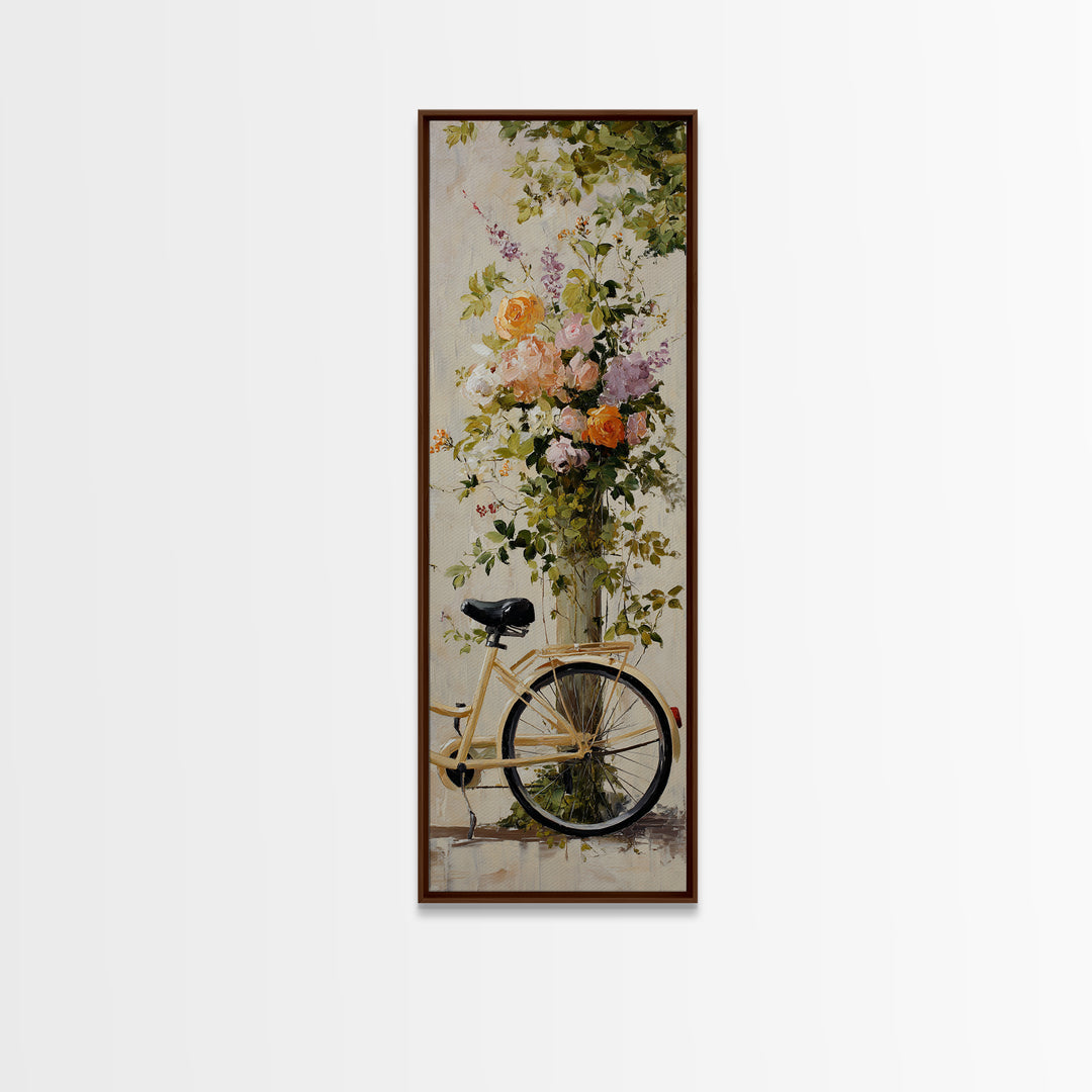 Bicycle Locked to Post Canvas Print, Urban Art, Pop Art, Living Room Decor, Watercolor Art, Urban, Textured Painting, URB-1x3-99