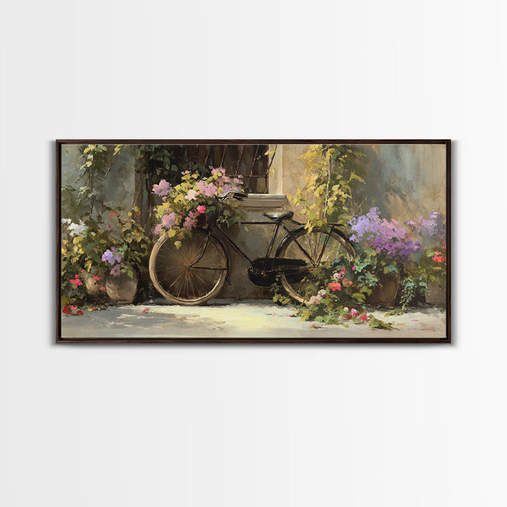 Bicycle Locked to Post Framed Canvas Print, Urban Art, African American Art, Living Room Decor, Fine Art, Urban, Gallery Decor, URB-2x1-11