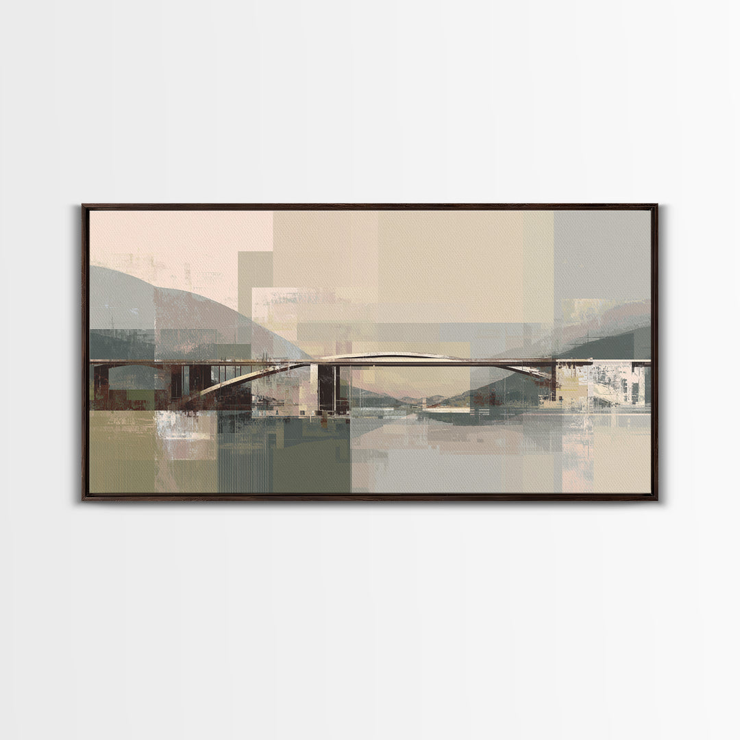City Bridge Structure Framed Canvas Print, Urban Art, Luxury Decor, Living Room Decor, Fine Art, Urban, Original Painting, URB-2x1-30