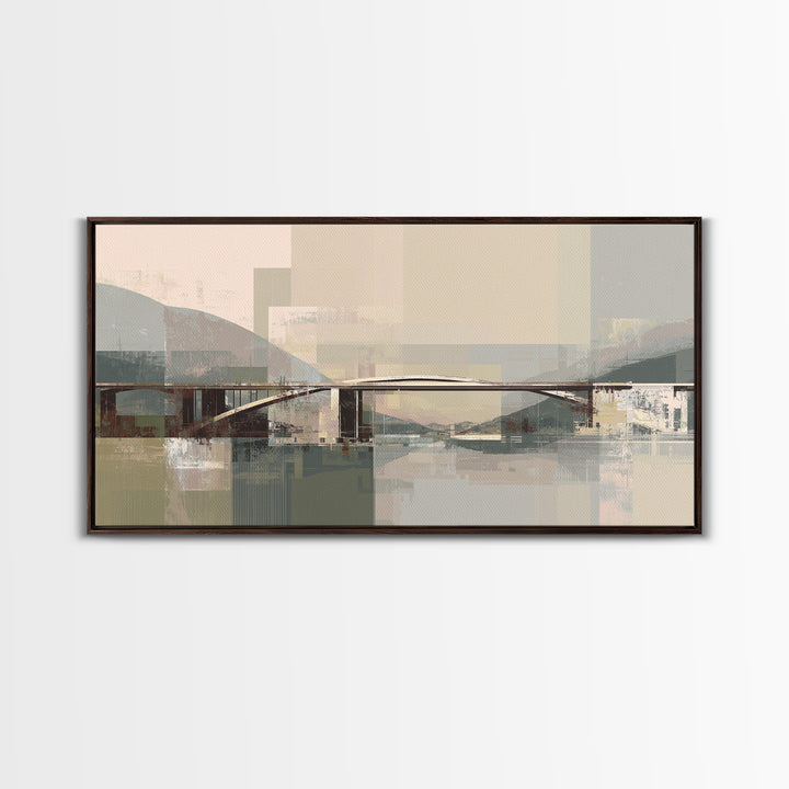 City Bridge Structure Framed Canvas Print, Urban Art, Luxury Decor, Living Room Decor, Fine Art, Urban, Original Painting, URB-2x1-30