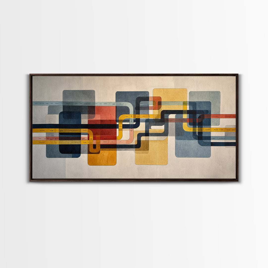 Abstract Subway Map Lines Without Labels Canvas Print, Urban Art, Wall Decor, Living Room Decor, Abstract Art, Urban, URB-2x1-48