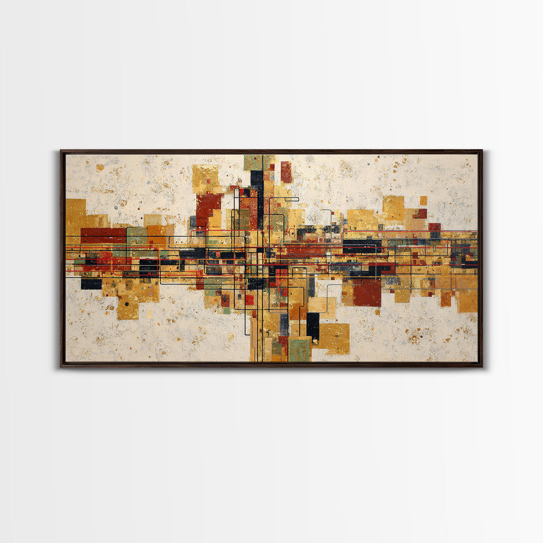 Abstract Subway Map Lines Without Labels Framed Canvas Print, Urban Art, Original Art, Living Room Decor, Abstract Art, Urban, URB-2x1-72