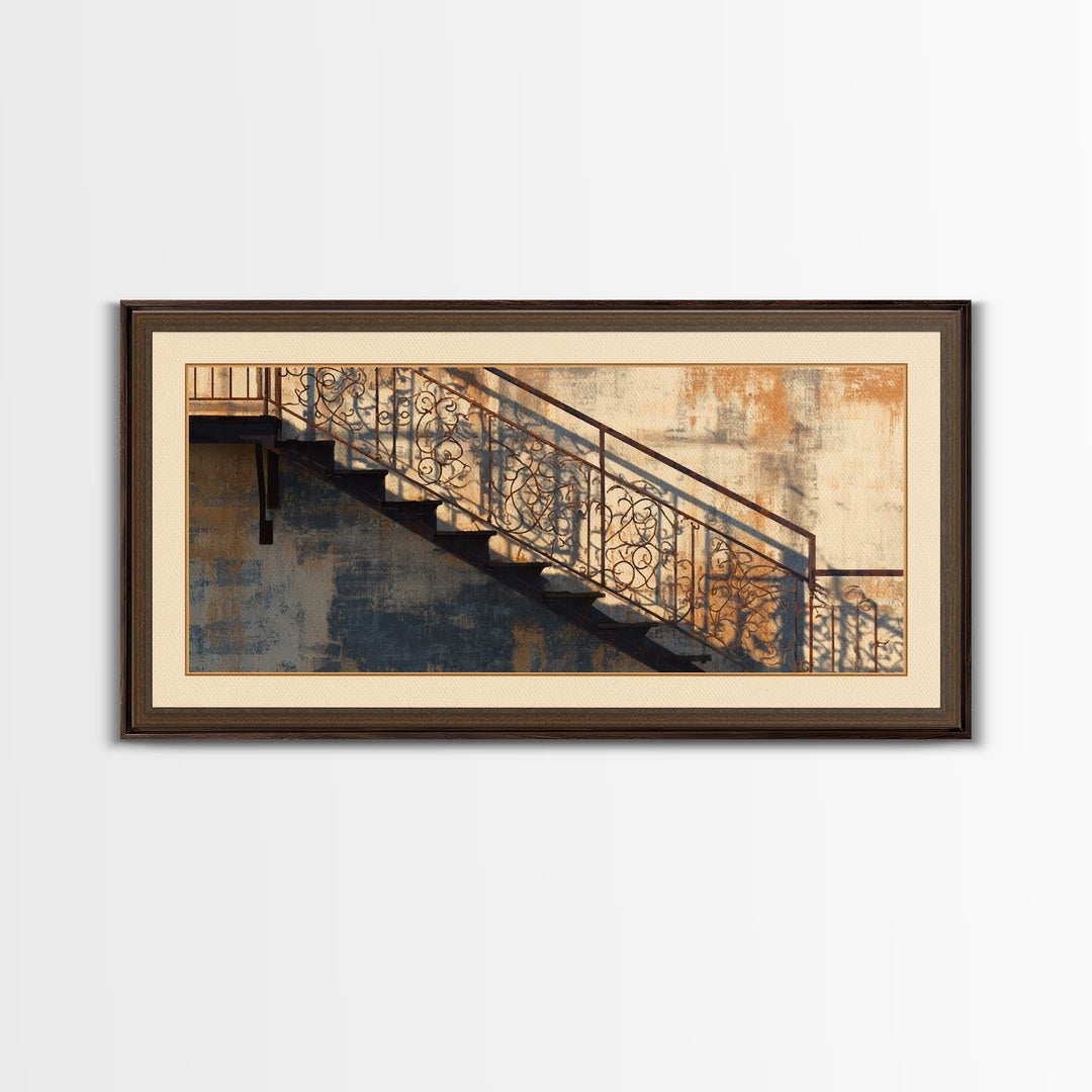 Fire Escape Silhouette Canvas Print, Urban Art, Wall Decor, Living Room Decor, Fine Art, Urban, Living Room Wall Art, URB-2x1-94