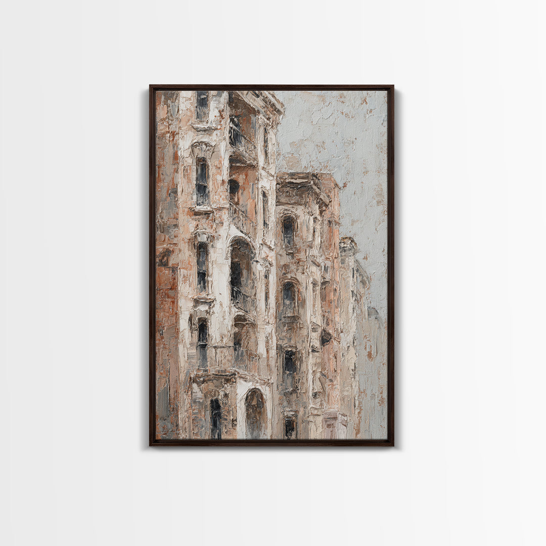 Neon Sign Glow Reflected on Black Street Framed Canvas Print, Urban Art, Wall Art, Living Room Decor, Fine Art, Urban, URB-2x3-38