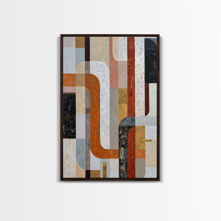High Rise Window Grid Abstract Framed Canvas Print, Urban Art, Oil Painting, Living Room Decor, Abstract Art, Urban, URB-2x3-75