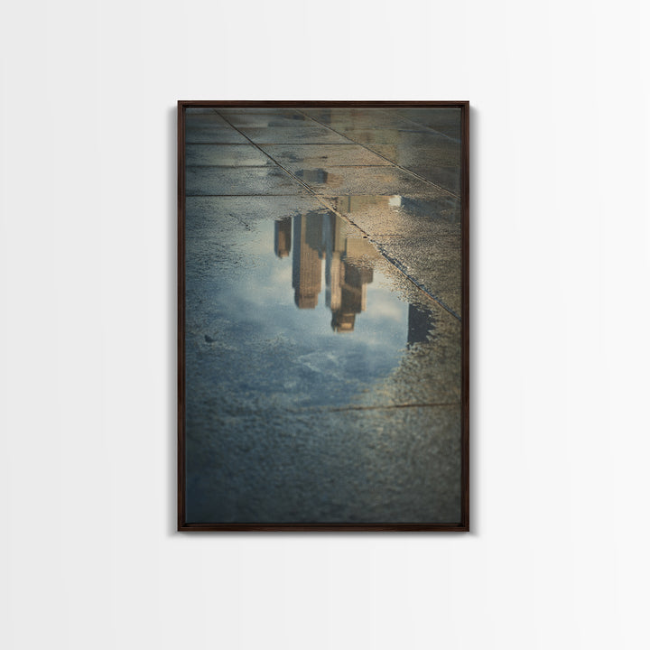 Moody City Skyline Reflected Canvas Print, Urban Art, Poster, Living Room Decor, Abstract Art, Urban, Modern Wall Art, URB-2x3-9