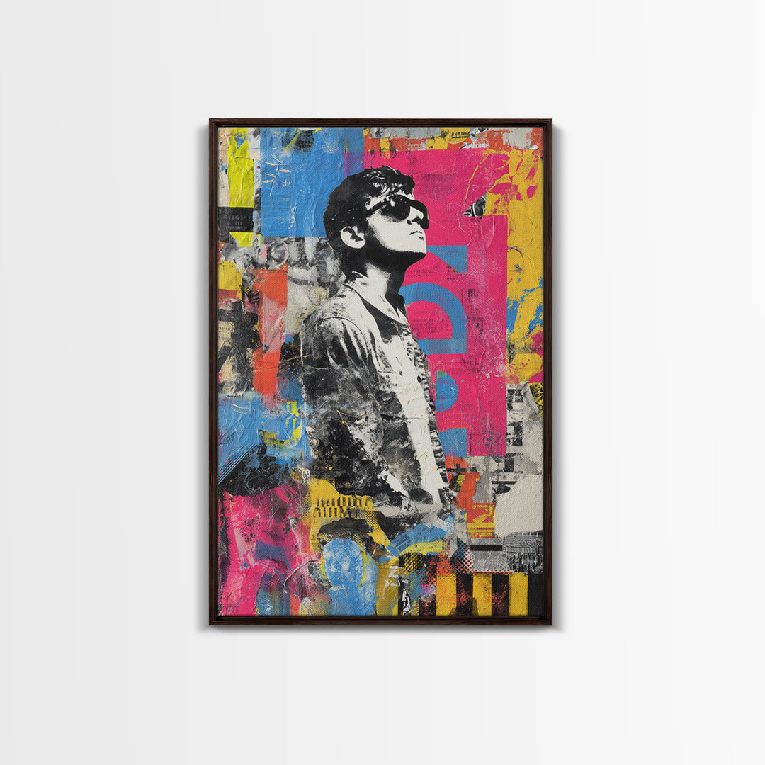 Graffiti Covered Alley Rendered as Color Collage Canvas Print, Urban Art, Black Wall Art, Living Room Decor, Fine Art, Urban, URB-2x3-91