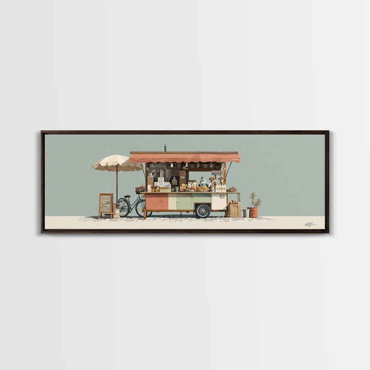 Street Food Cart Still Life Without Signage Framed Canvas Print, Urban Art, Room Decor, Living Room Decor, Fine Art, Urban, URB-3x1-63