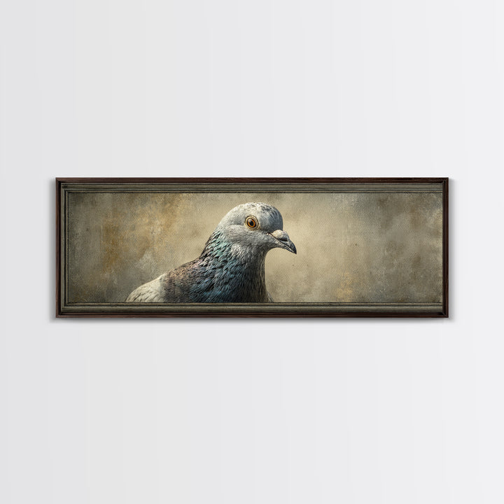 Urban Pigeon Portrait Framed Canvas Print, Urban Art, Wall Art, Living Room Decor, Fine Art, Urban, Printable Art, URB-3x1-72