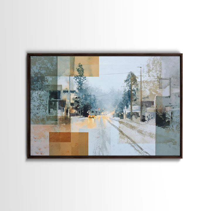 Bicycle Locked to Post Framed Canvas Print, Urban Art, Digital Download Art, Living Room Decor, Fine Art, Urban, Boho Decor, URB-3x2-19