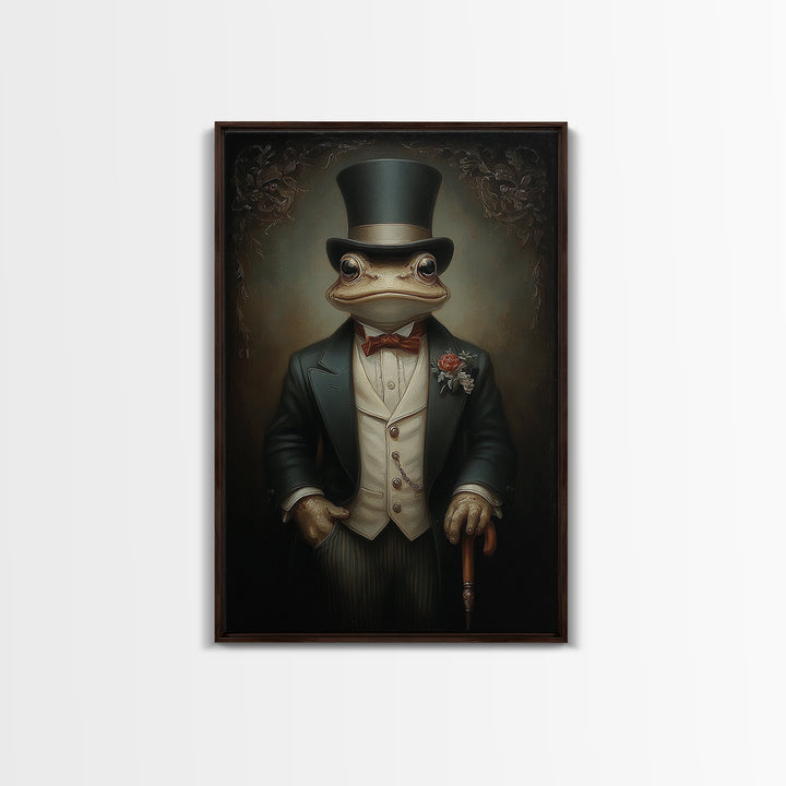 Toad Prince, Victorian Animal Portrait, Halloween Art, Gothic Whimsy Decor, Anthropomorphic Costume Art