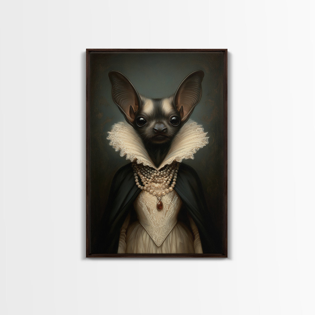 Bat Countess, Victorian Animal Portrait, Halloween Art, Gothic Whimsy Decor, Anthropomorphic Costume Art