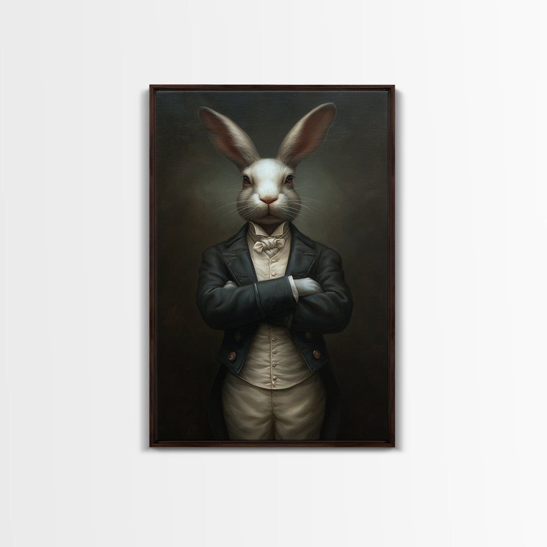 Rabbit Footman, Victorian Animal Portrait, Halloween Art, Gothic Whimsy Decor, Anthropomorphic Costume Art