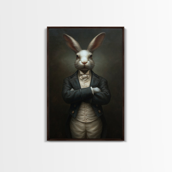 Rabbit Footman, Victorian Animal Portrait, Halloween Art, Gothic Whimsy Decor, Anthropomorphic Costume Art