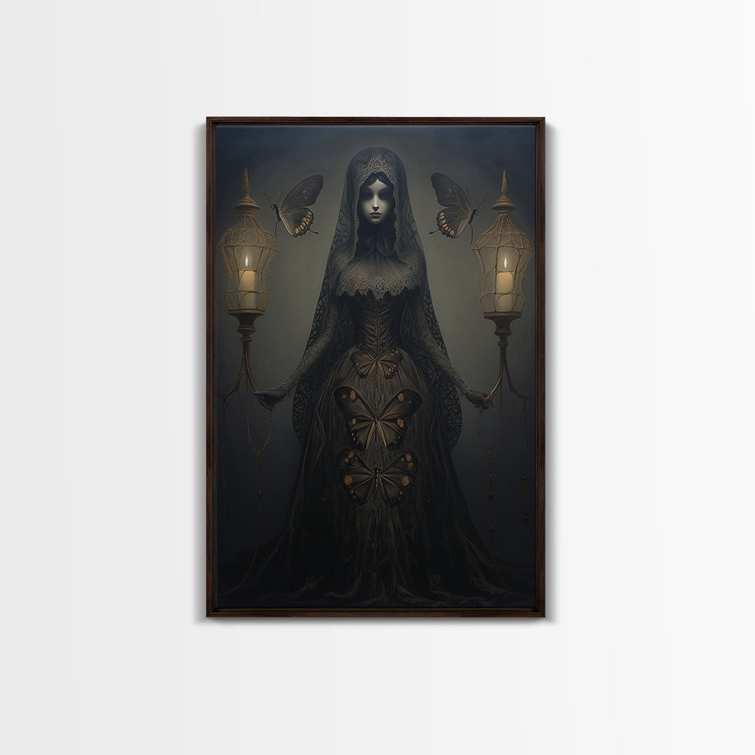 Moth Widow, Victorian Animal Portrait, Halloween Art, Gothic Whimsy Decor, Anthropomorphic Costume Art