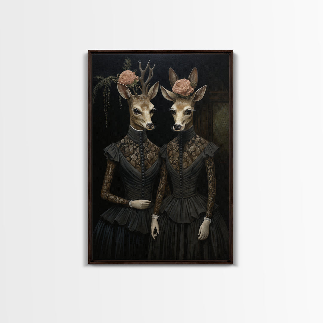 Deer Count, Victorian Animal Portrait, Halloween Art, Gothic Whimsy Decor, Anthropomorphic Costume Art