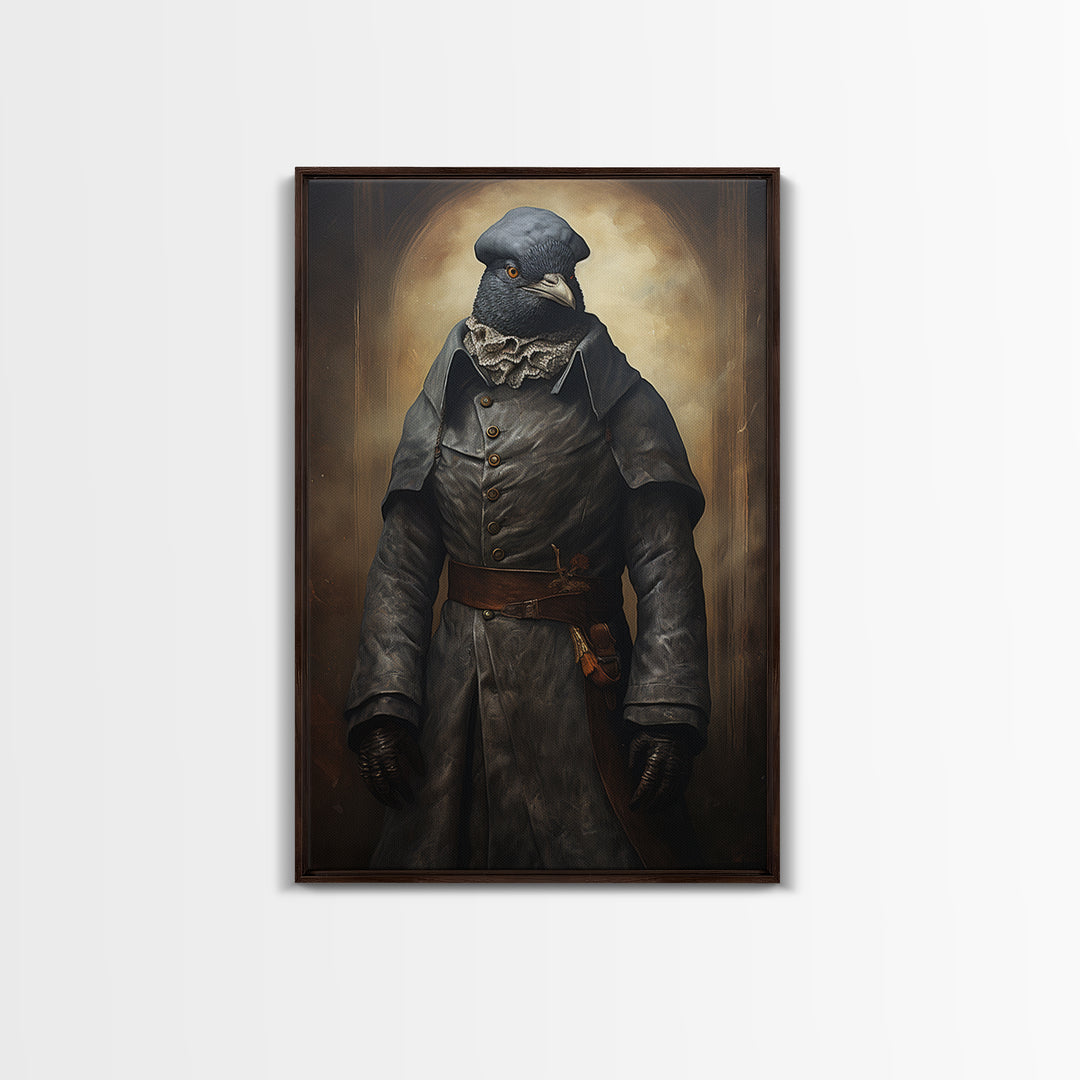 Pigeon Messenger, Victorian Animal Portrait, Halloween Art, Gothic Whimsy Decor, Anthropomorphic Costume Art