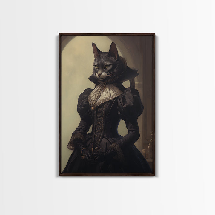 Lynx Noblewoman, Victorian Animal Portrait, Halloween Art, Gothic Whimsy Decor, Anthropomorphic Costume Art