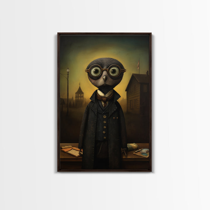 Mole Librarian, Victorian Animal Portrait, Halloween Art, Gothic Whimsy Decor, Anthropomorphic Costume Art