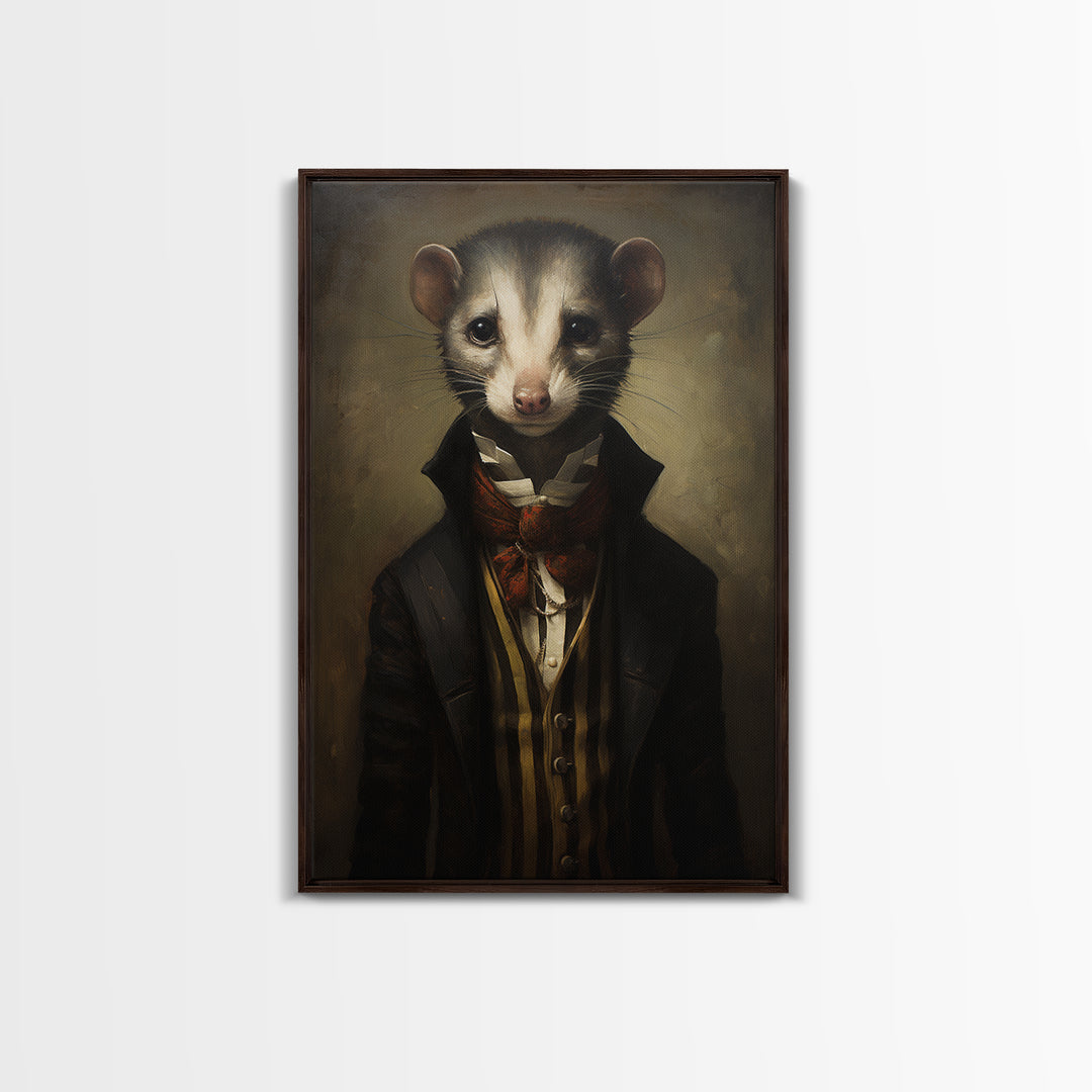Weasel Aristocrat, Victorian Animal Portrait, Halloween Art, Gothic Whimsy Decor, Anthropomorphic Costume Art