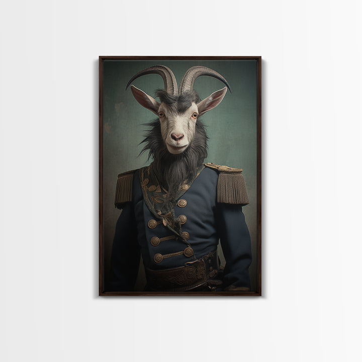 Goat Colonel, Victorian Animal Portrait, Halloween Art, Gothic Whimsy Decor, Anthropomorphic Costume Art