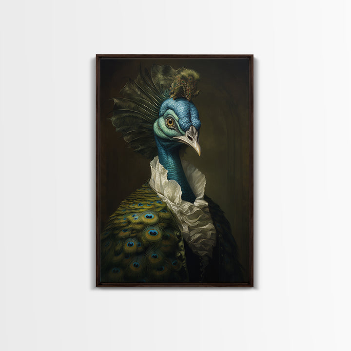 Peacock Socialite, Victorian Animal Portrait, Halloween Art, Gothic Whimsy Decor, Anthropomorphic Costume Art