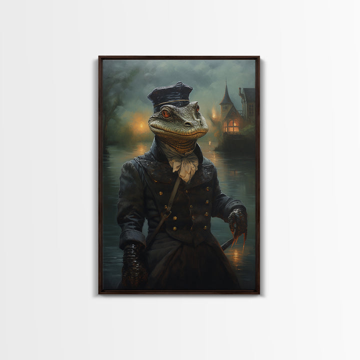 Otter Sailor, Victorian Animal Portrait, Halloween Art, Gothic Whimsy Decor, Anthropomorphic Costume Art