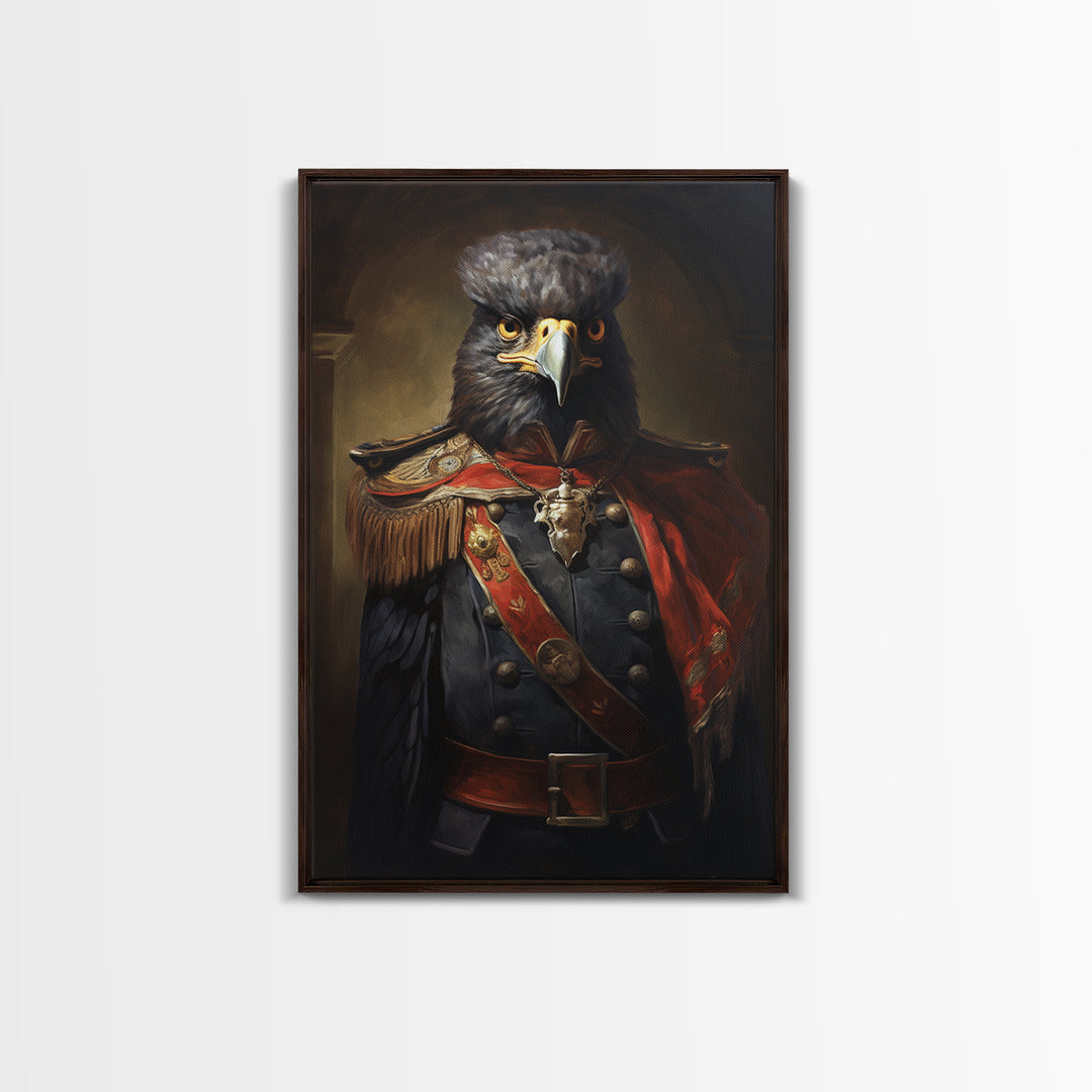 Falcon Officer, Victorian Animal Portrait, Halloween Art, Gothic Whimsy Decor, Anthropomorphic Costume Art