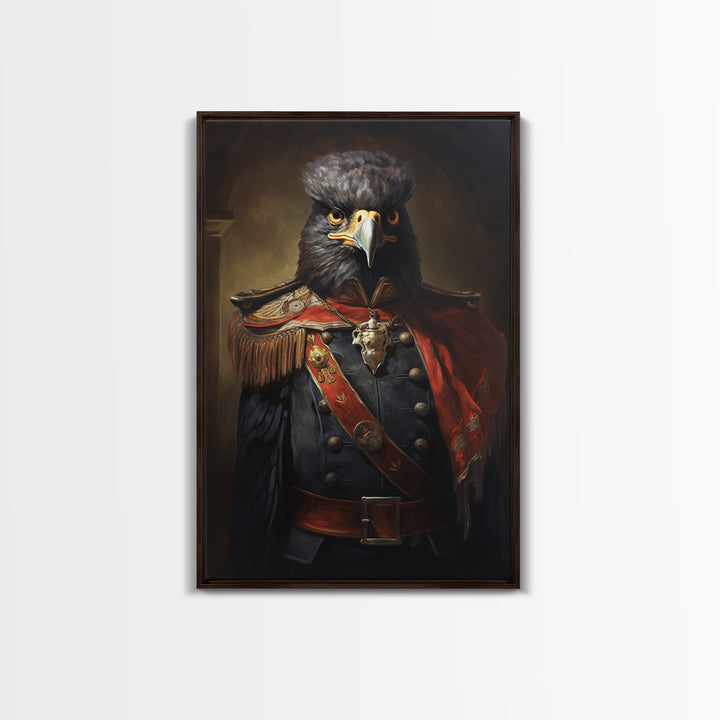 Falcon Officer, Victorian Animal Portrait, Halloween Art, Gothic Whimsy Decor, Anthropomorphic Costume Art