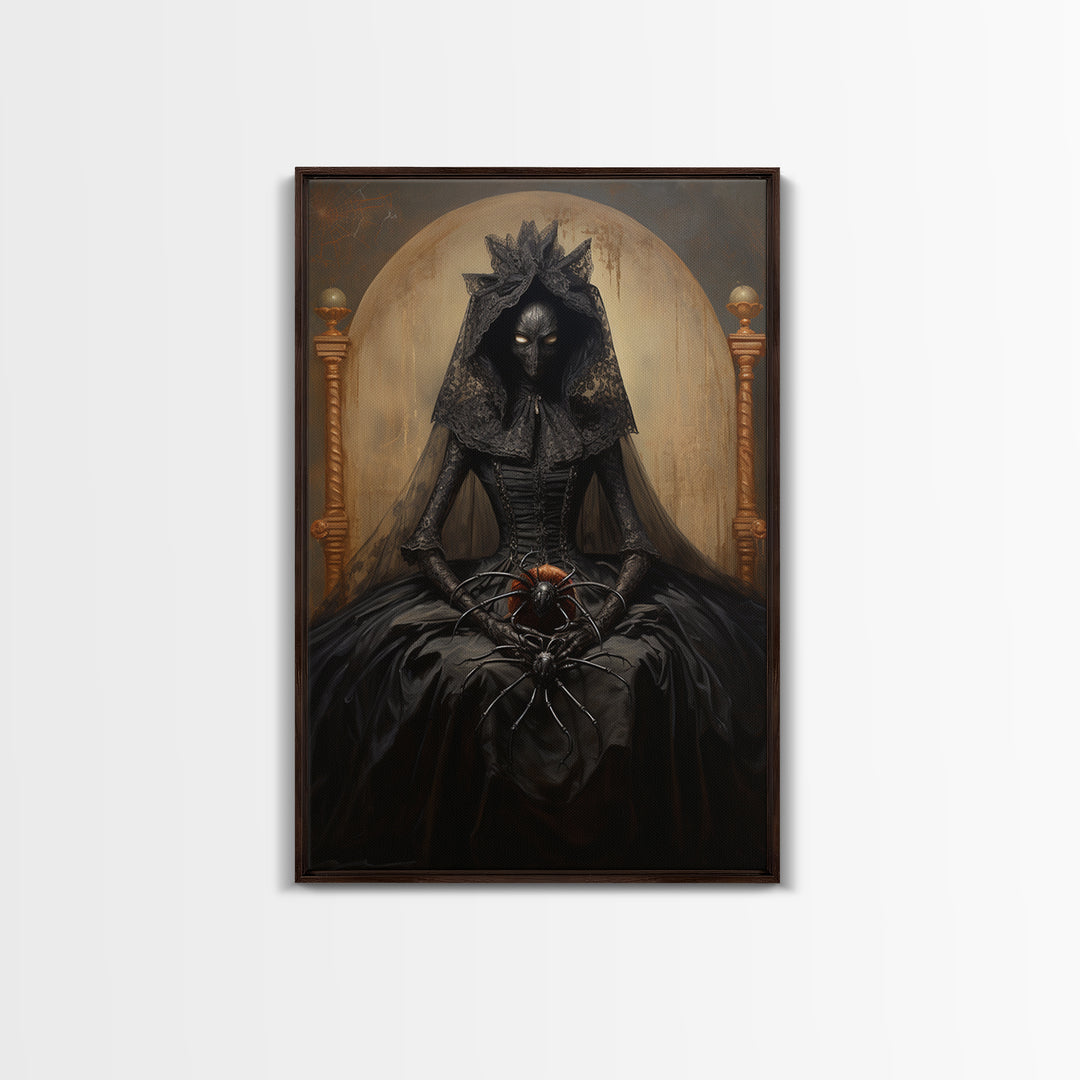 Spider Countess, Victorian Animal Portrait, Halloween Art, Gothic Whimsy Decor, Anthropomorphic Costume Art