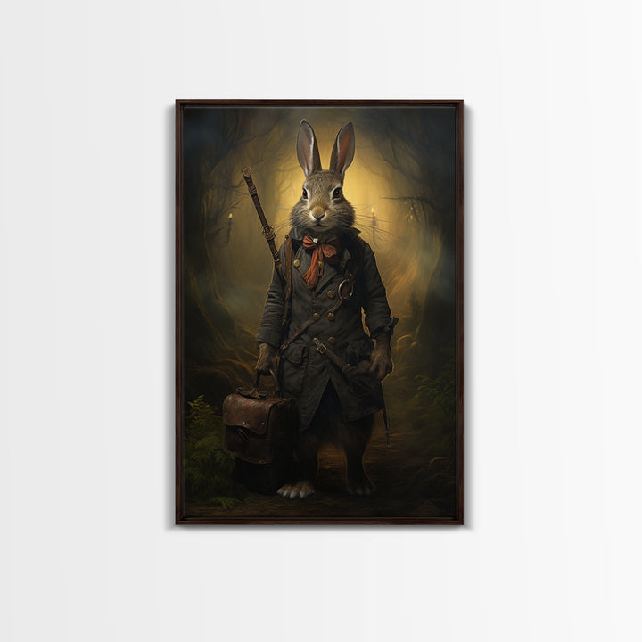 Hare Explorer, Victorian Animal Portrait, Halloween Art, Gothic Whimsy Decor, Anthropomorphic Costume Art